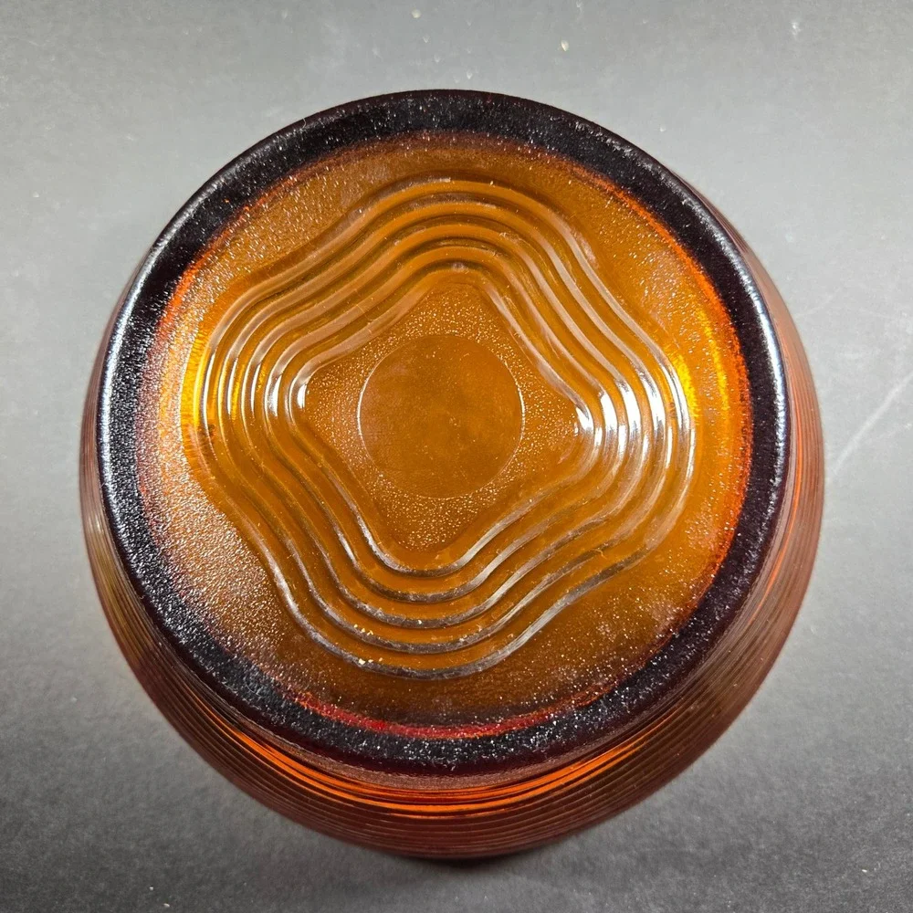Duralex Serving Bowl Amber Ribbed Glass Mid Century Modern France